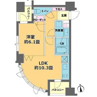 カスタリア高輪台【7階】の間取り