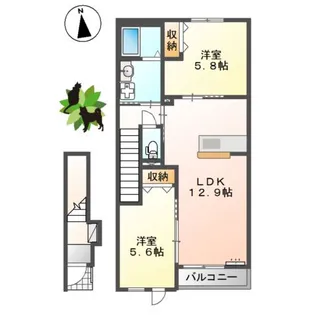 オークウッドガーデン OAK WOOD GARDEN【2階】の間取り