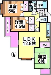 フラット浜田山A【3階】の間取り