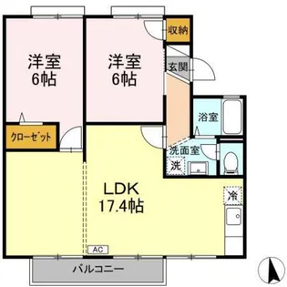 サンパレス小山 A棟【2階】の間取り