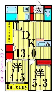 フルールはなはた【2階】の間取り