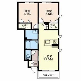 グリナージュ西公文名【1階】の間取り