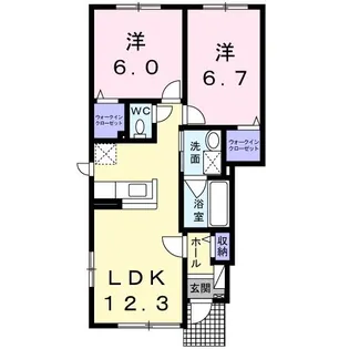 ベル・カルム桔梗【1階】の間取り
