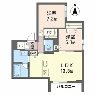クレスティーク福住【2階】の間取り