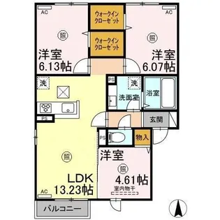 D-room桜 II棟【1階】の間取り