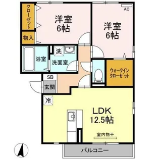 ベルデュール 北長瀬 A棟【3階】の間取り