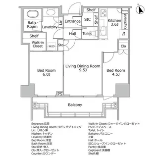 GLOBAL FRONT TOWER【9階】の間取り
