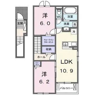 茨城県古河市けやき平1【アパート】の間取り