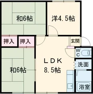 ハイツエバーグリーンA【1階】の間取り