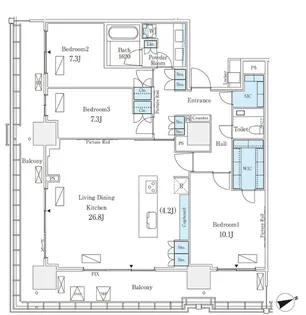 ロイヤルパークス品川【28階】の間取り