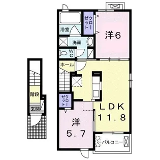 茨城県水戸市河和田町【アパート】の間取り