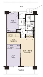 URアーバンラフレ虹ヶ丘西【2階】の間取り