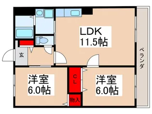ハッピ-ベル山中【2階】の間取り