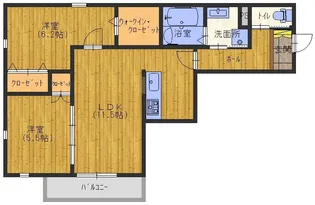 カーサ武庫之荘【2階】の間取り
