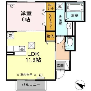 サングレイス江陽【1階】の間取り