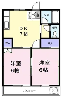 カームダウンハイツB【1階】の間取り