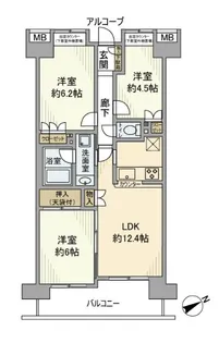 コスモ光が丘公園エクシード【2階】の間取り