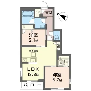 コンスティテューション【2階】の間取り