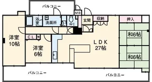 サンシティパークヒルズ秋葉台【9階】の間取り
