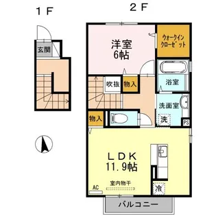セジュールKOTONE【2階】の間取り