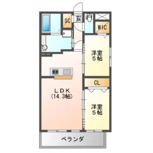 レジデンス喜志【2階】の間取り