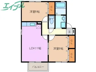 セジュールみやび【2階】の間取り