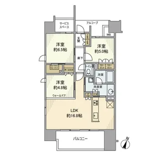 プラウド北浦和【9階】の間取り