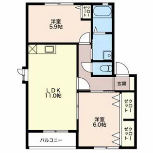 ディアスとなみII【2階】の間取り