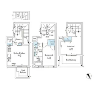 AGRATIO TERRACE 恵比寿【2階】の間取り