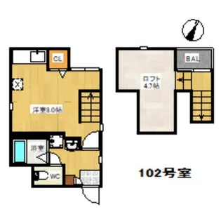 福岡県福岡市博多区住吉5【アパート】の間取り