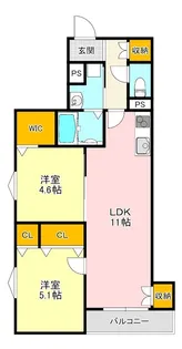 クリエオーレ初芝【1階】の間取り