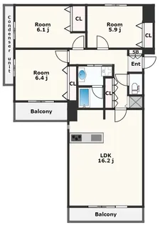 幸町シュンレジデンス【7階】の間取り
