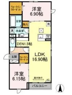 アナシエ鹿浜【1階】の間取り