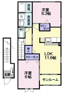 山形県山形市江俣3【アパート】の間取り