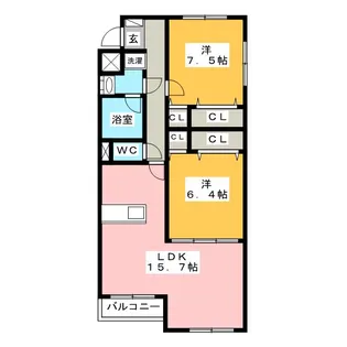レーヴ稲沢【2階】の間取り