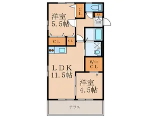 リブイン若園【オール電化】【2階】の間取り