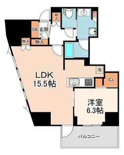 ジオタワー新町【5階】の間取り