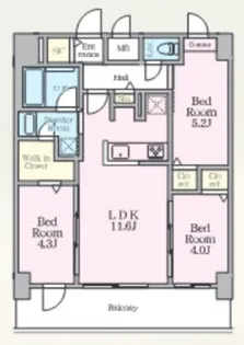 LUXENA+PAWS南行徳【8階】の間取り
