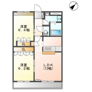 サニーコート百合前【2階】の間取り