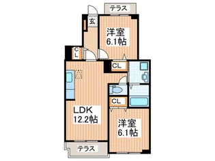 サンリット ツイン B【1階】の間取り