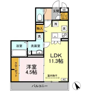 ハピネス武蔵野【1階】の間取り