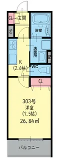 クリエオーレ俊徳町【3階】の間取り