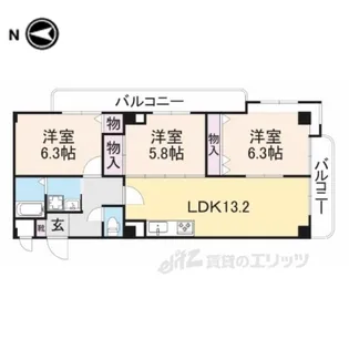 パレロワイヤル武庫之荘【1階】の間取り