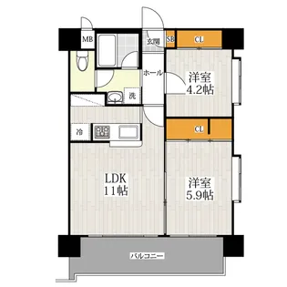 ベネフィス平尾グランスウィート【8階】の間取り