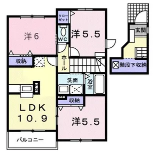 プラムフィールドB【2階】の間取り
