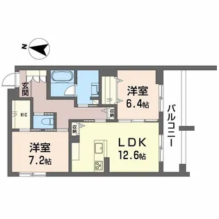 アトリエール北六番丁【1階】の間取り