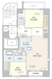 フォレ麻布十番【9階】の間取り