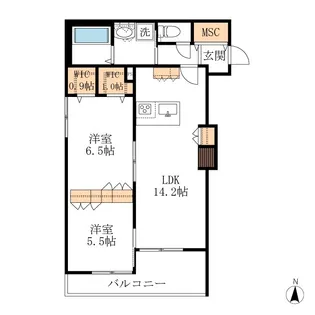 GENZ渡瀬 北館【2階】の間取り