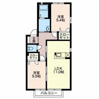 グランシャリオ岩野【1階】の間取り