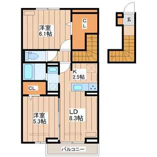 ペアガーデン泉 E【2階】の間取り